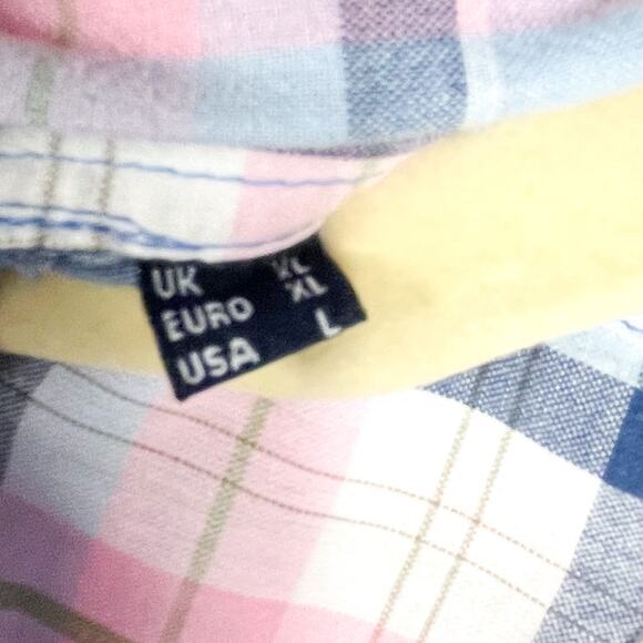 Barbour Furniss Tailored Shirt Pink Plaid Button Down Short Sleeve Sz L Men - Picture 11 of 12